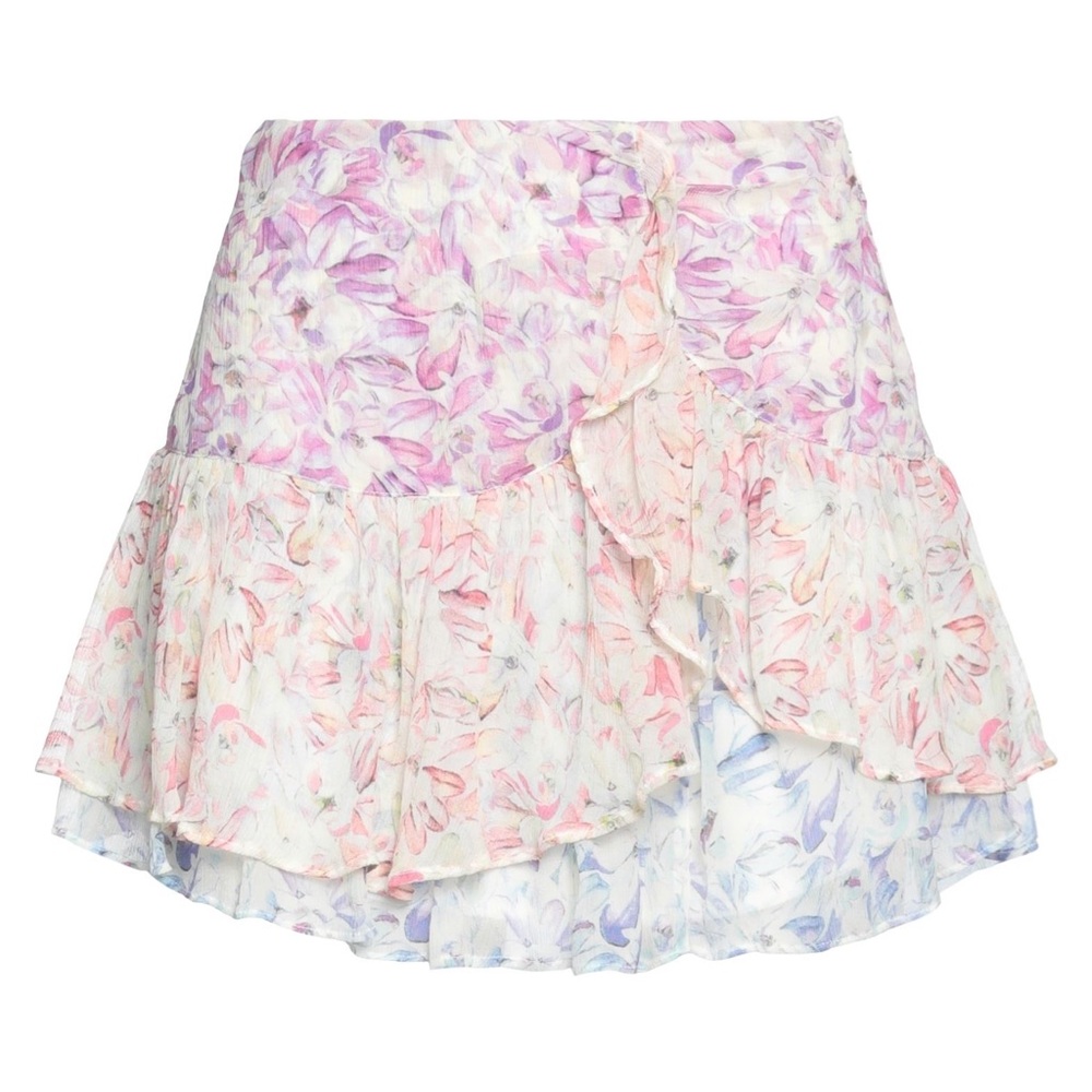Loveshackfancy Rhodes Tiered Silk Mini Skirt. Size 0